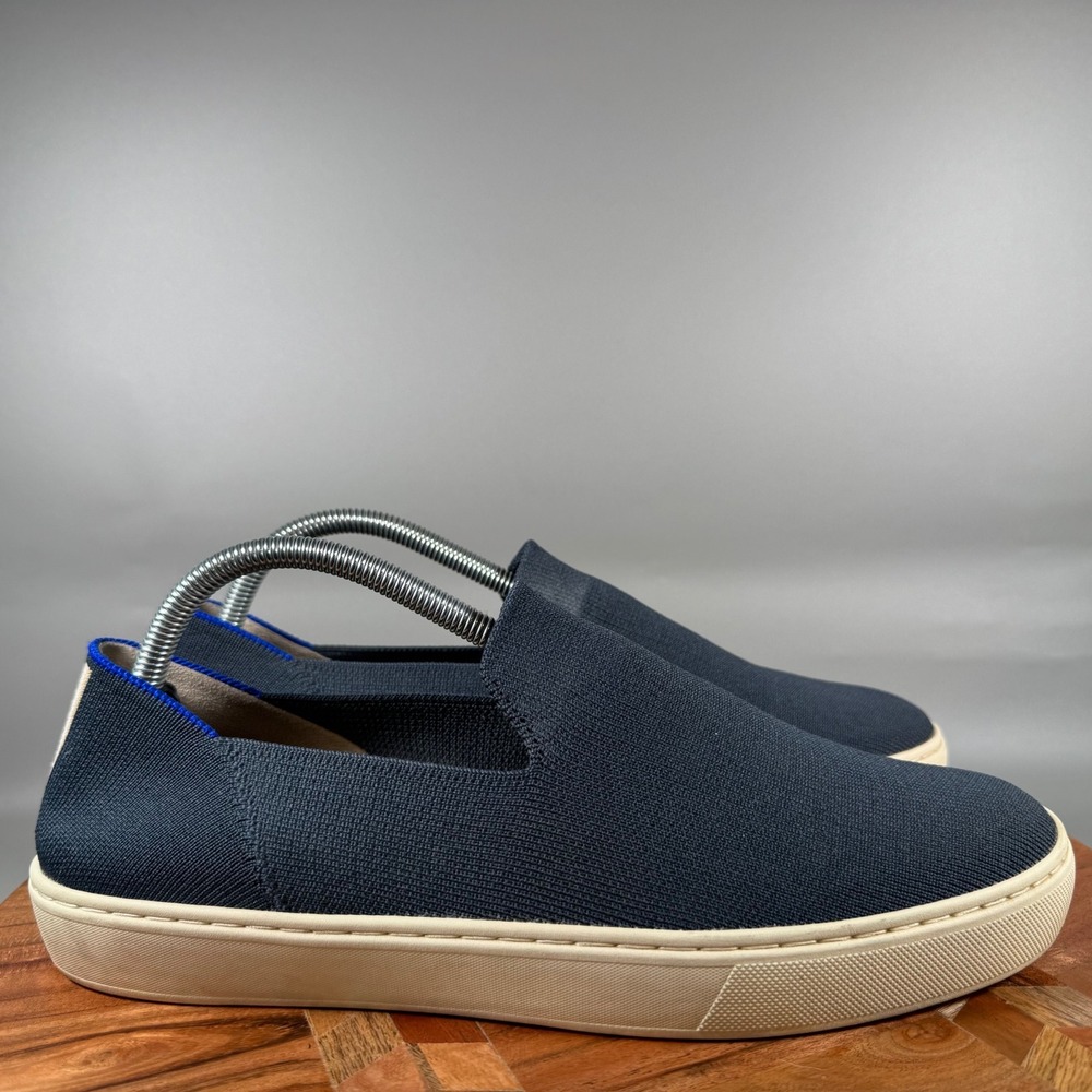 Rothys The Sneaker Navy Blue Slip On Knit Walking Shoes Womens 10.5 Washable